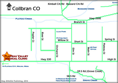 click to enlarge - map of Collbran Colorado